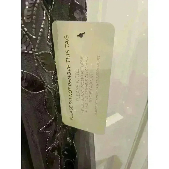 Adrianna Papell Floral Embroidered Beaded Godet Gown Dress, Lead Gray, Size 2P - Picture 8 of 9